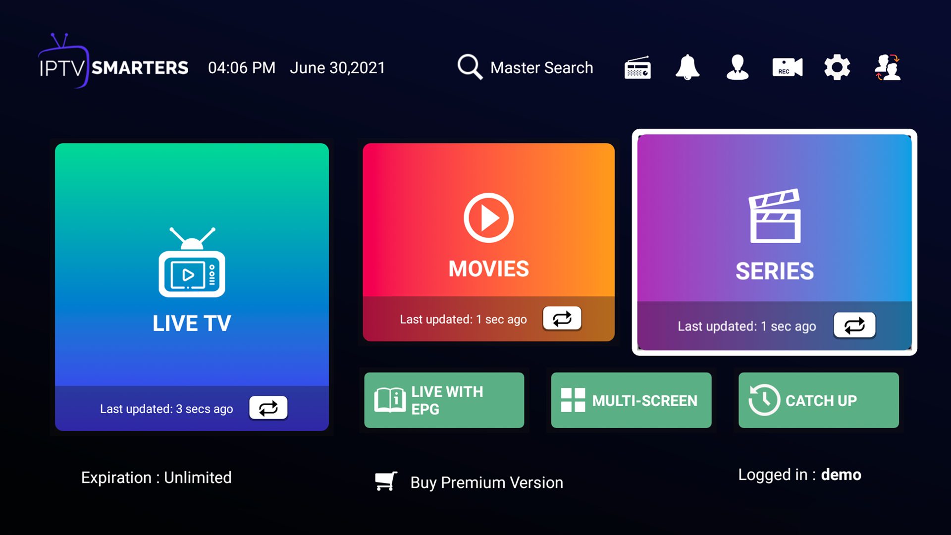 IPTV channel selection interface